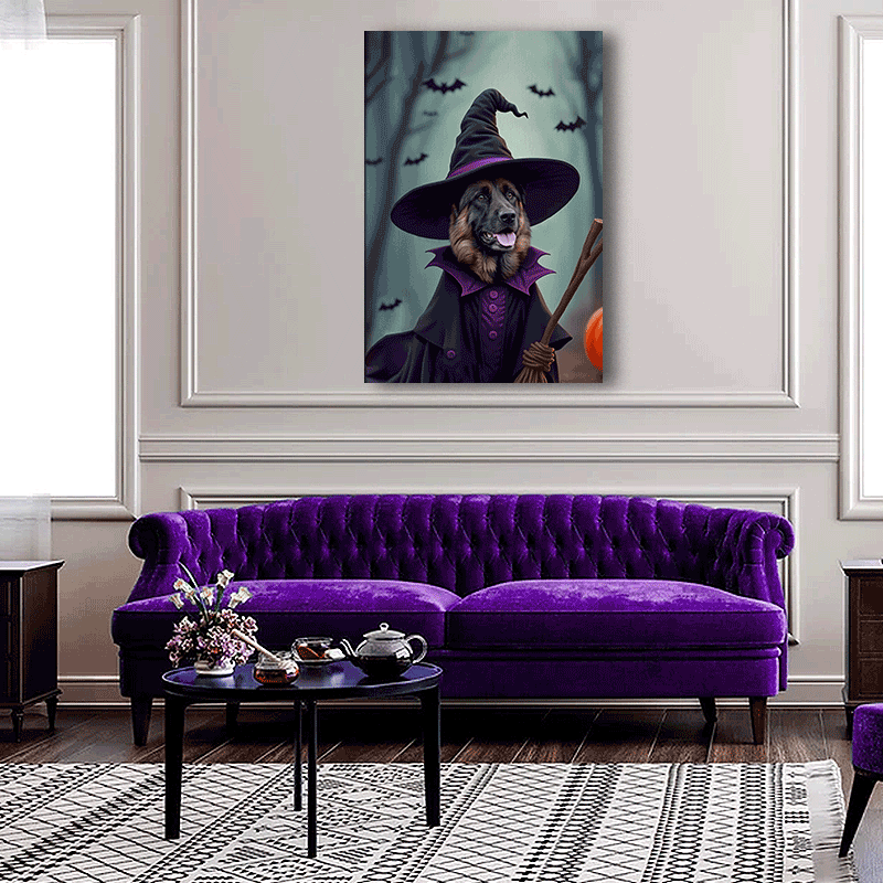Pet Witch Halloween Pet Portrait - Custom Pet Portrait